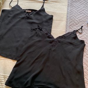 Two Black Spaghetti Strap Tanks Size L
